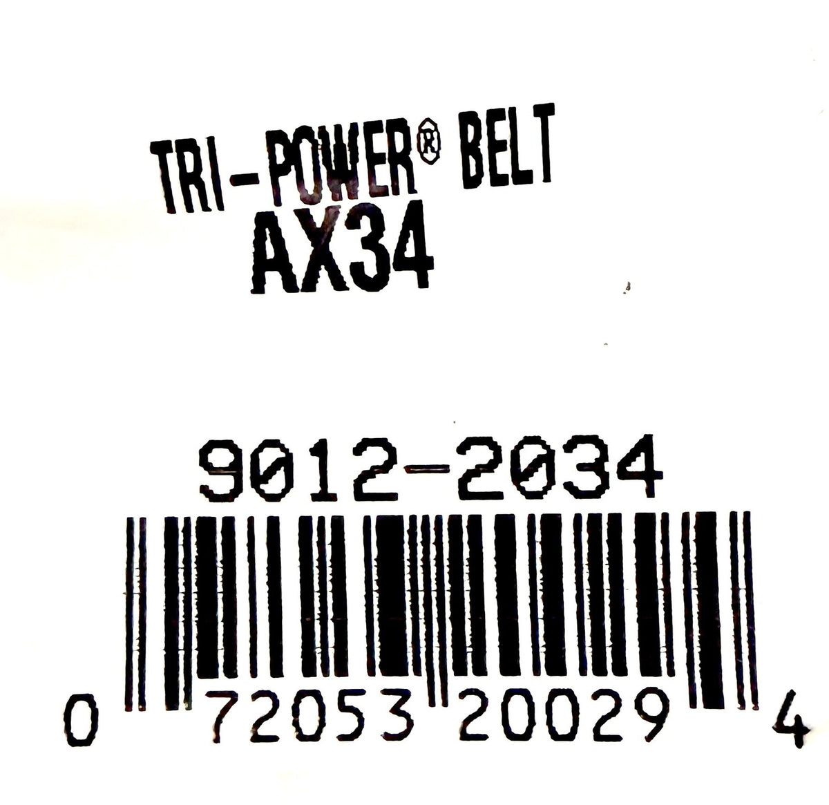 Gates AX34 Tri-Power Cogged V-Belt 1/2 in x 36 in Notched Made in USA 9012-2034
