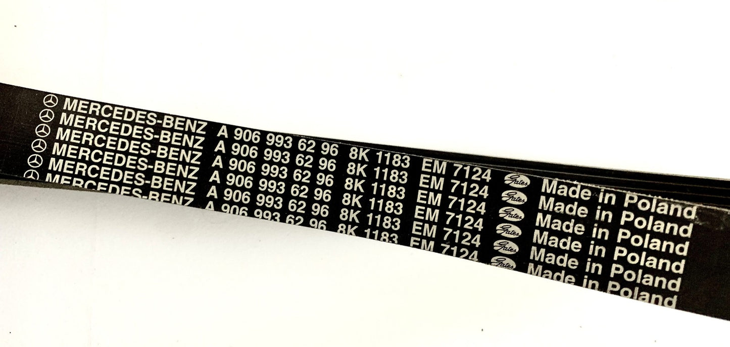 Genuine Mercedes-Benz A9069936296 Unimog 8PK1183AHD V-Ribbed Serpentine Belt