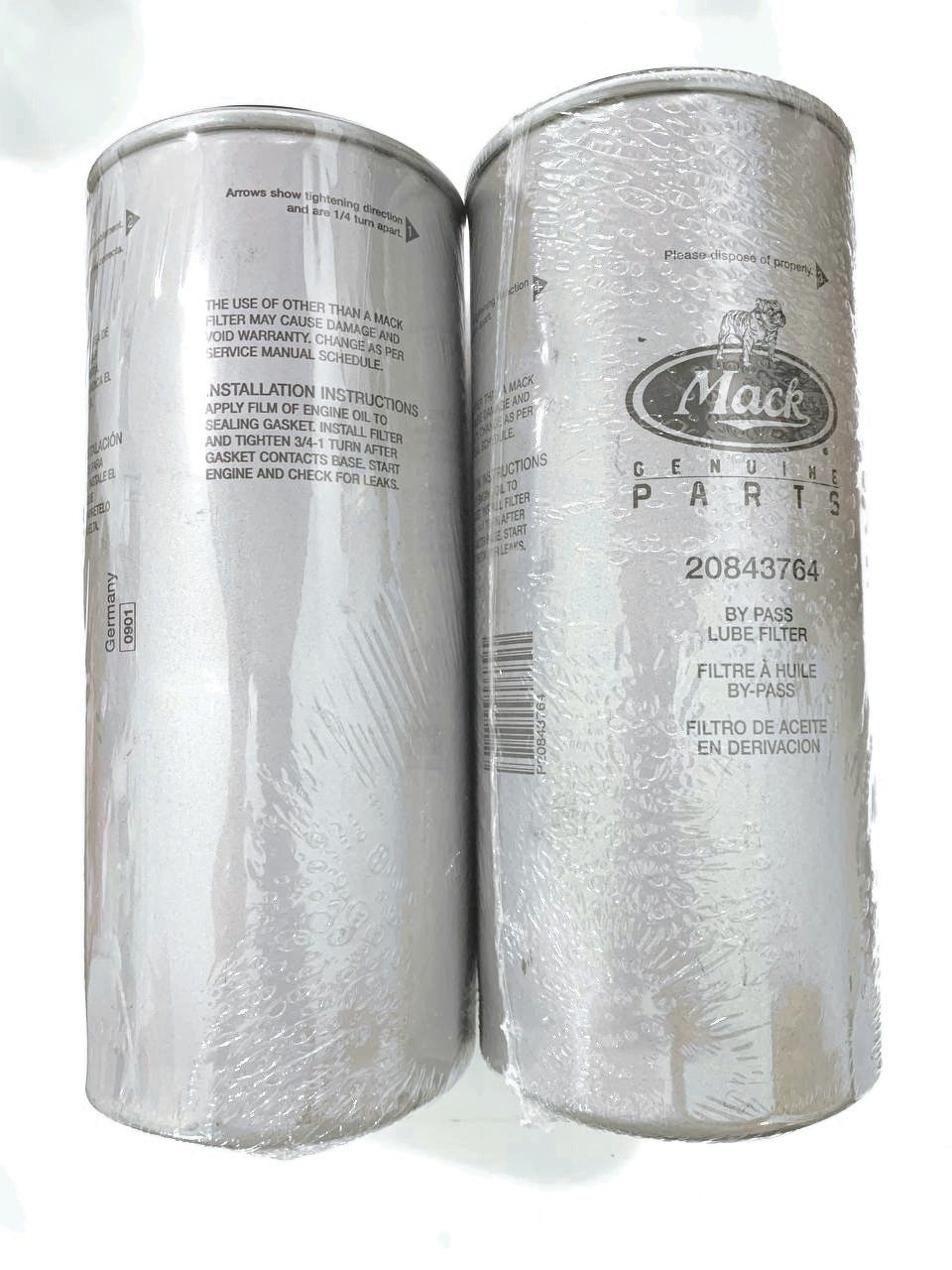 Lot of 2: Genuine Mack OEM Engine Oil By Pass Lube Filter 20843764 Heavy Duty