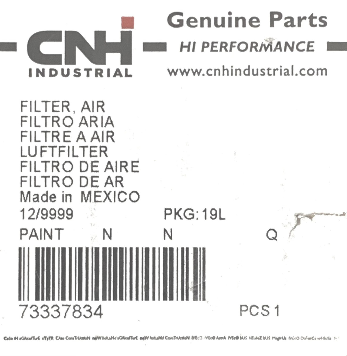 New Holland Case IH 73337834 Primary Engine Air Filter TS6 Farmall 110A-140A