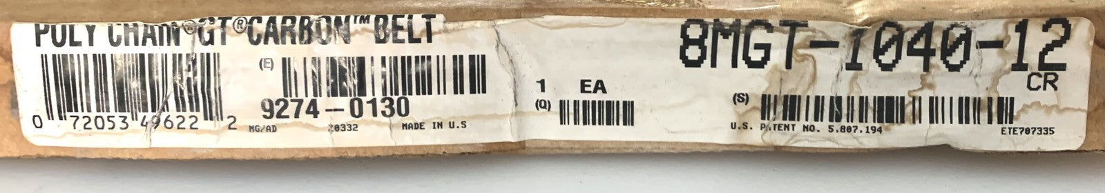 Gates 8MGT-1040-12 Poly Chain GT Carbon Synchronous Belt 9274-0130 8mm Pitch