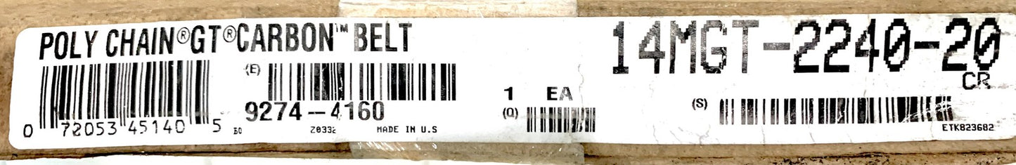 Gates 14MGT-2240-20 Poly Chain GT Carbon Synchronous Belt 92744160 160 Teeth