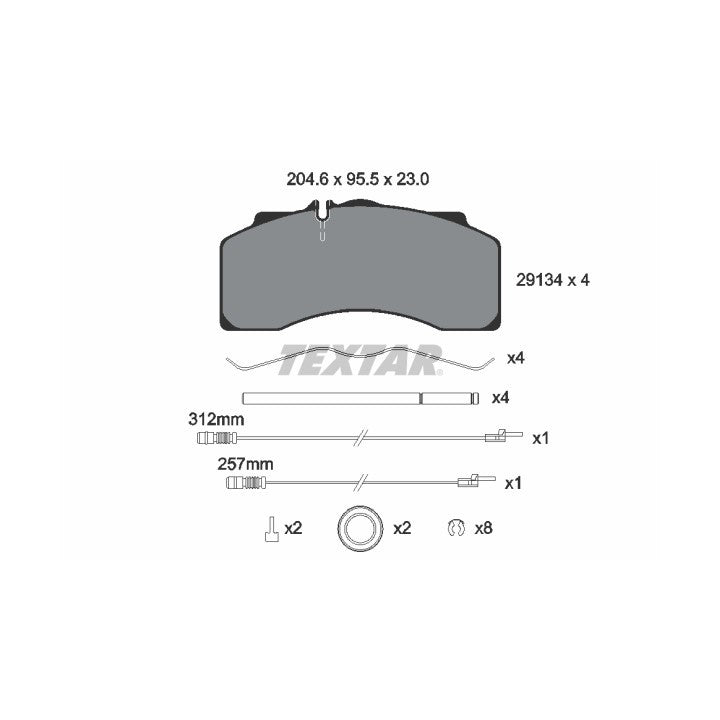 Textar 2913401 Brake Pad Set Mercedes-Benz Unimog WVA 29134 Wabco 1300 V Disc