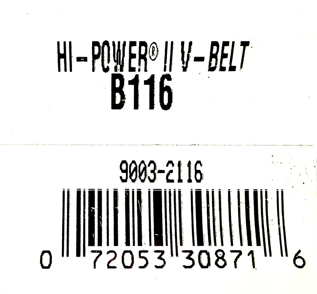 Gates B116 V-Belt Hi-Power II 21/32 x 119 in B Section Wrapped BP116 IB116 77116