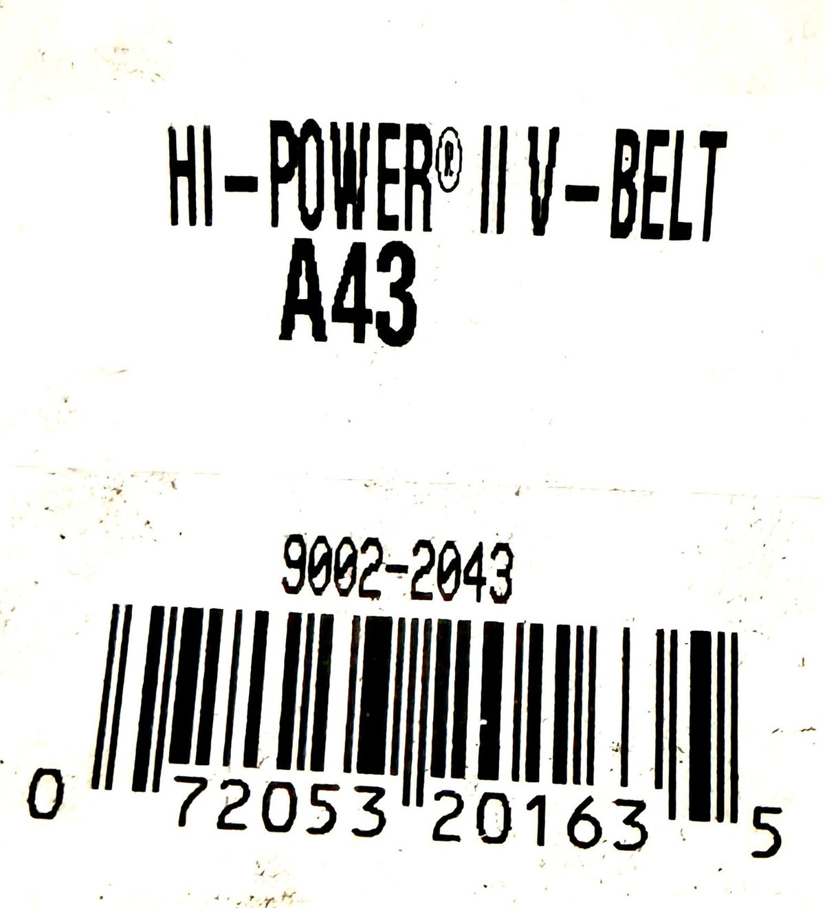Gates A43 Hi-Power II V-Belt 1/2 in x 45 in OC Wrapped EPDM Belt Dayco AP43 New