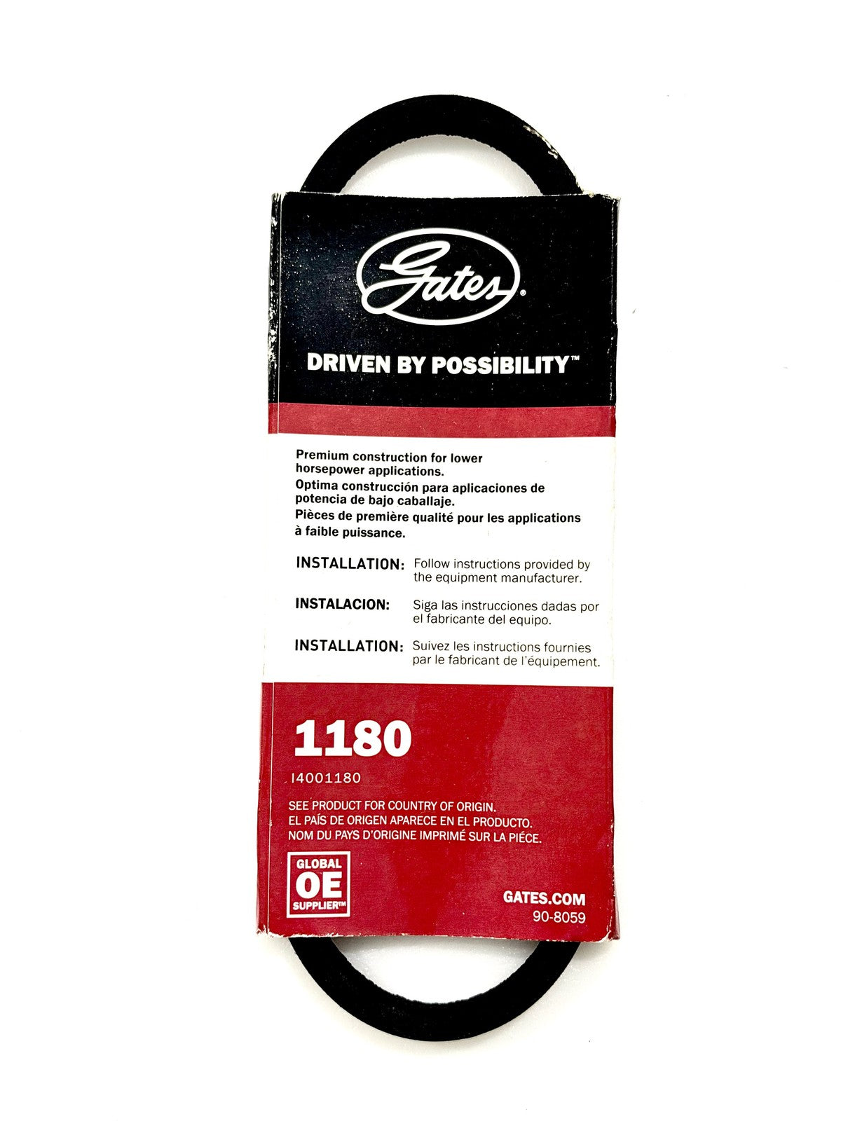 Gates TRUFLEX 1180 V-Belt 3L180 8400-1180 3/8 x 18 in Wrapped EPDM 3-17 HP New