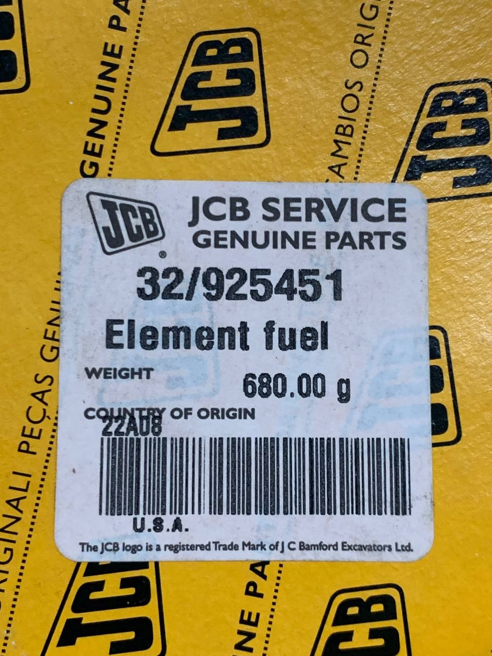 Genuine JCB 32/925451 Fuel Filter/Water Separator Element 32925451 OEM New
