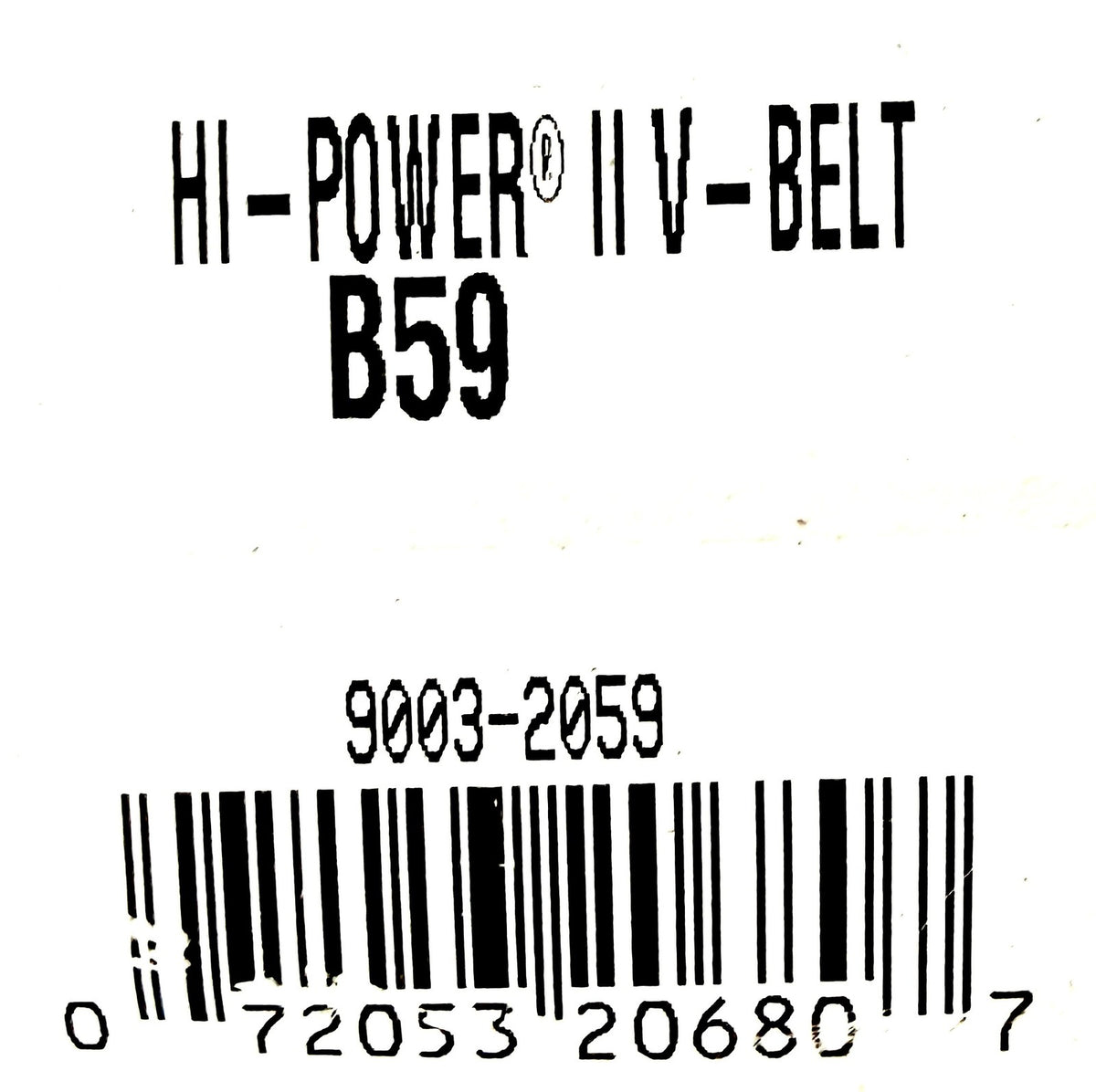 Gates B59 Hi-Power II Classical Section Wrapped V-Belt 21/32 x 62 in B Section