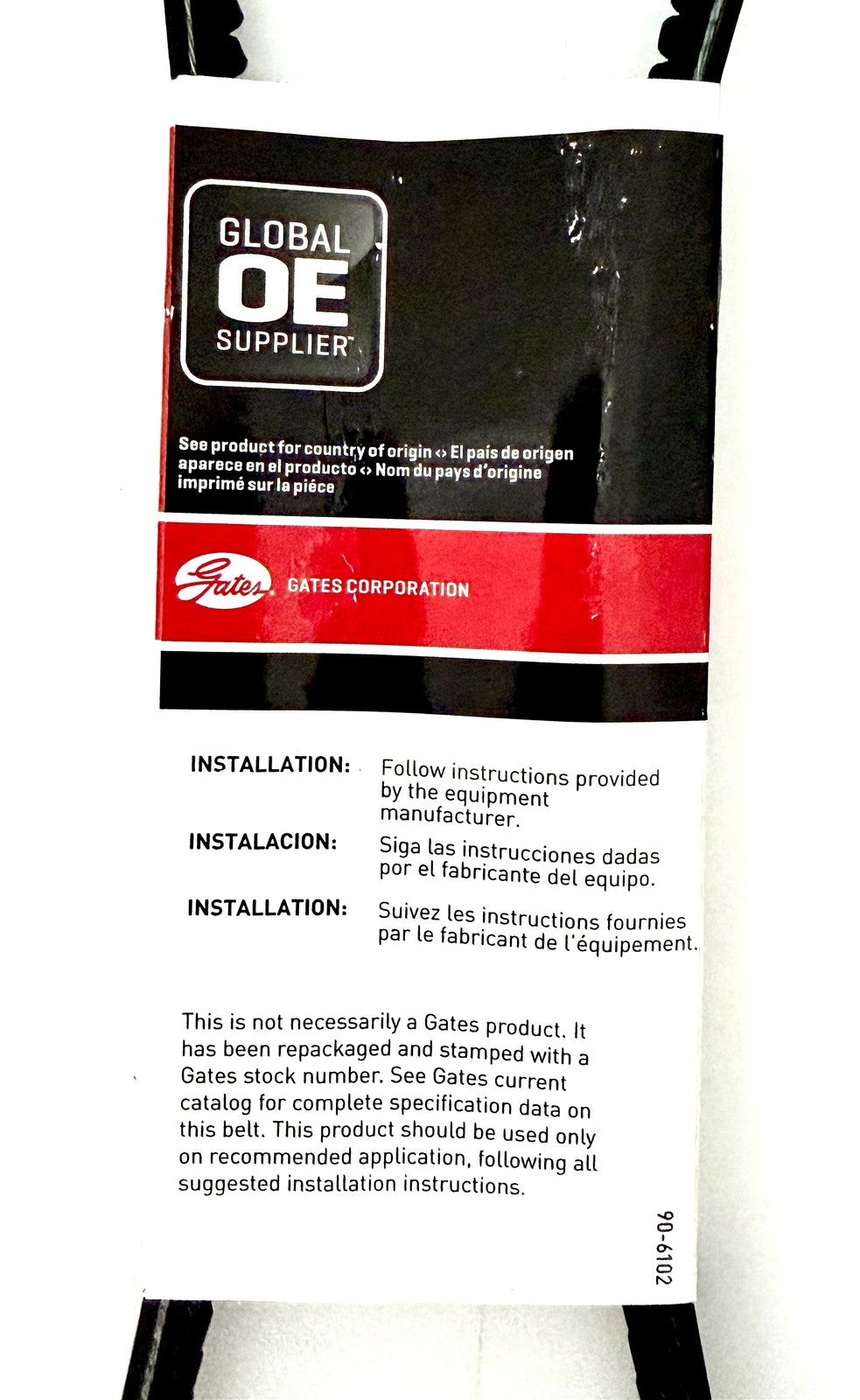Gates AX34 Tri-Power Cogged V-Belt 1/2 in x 36 in Notched Made in USA 9012-2034