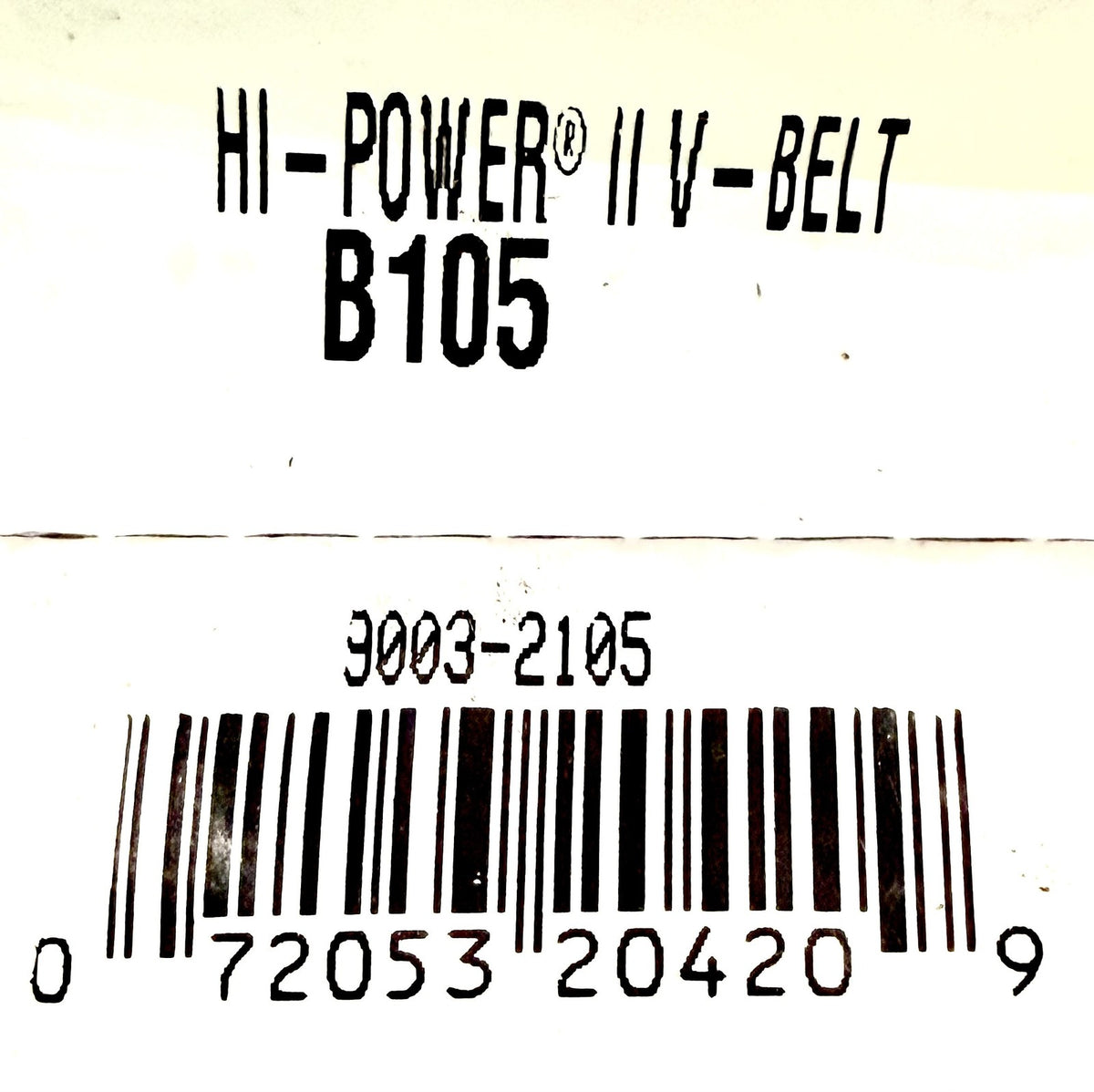 Gates B105 Hi-Power II V-Belt B Section 21/32 x 108 Dayco BP105 Goodyear 77105