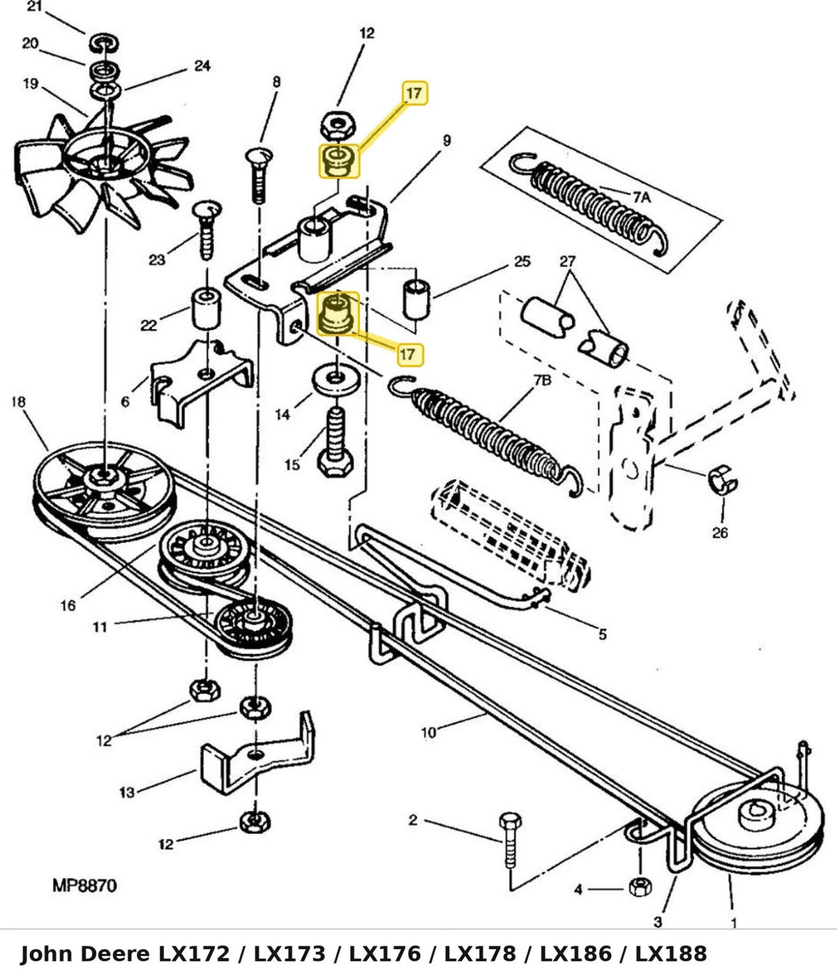 Lifetime Warranty: 4 pack John Deere M111358 Pulley Idler Arm Mower Deck Bushing