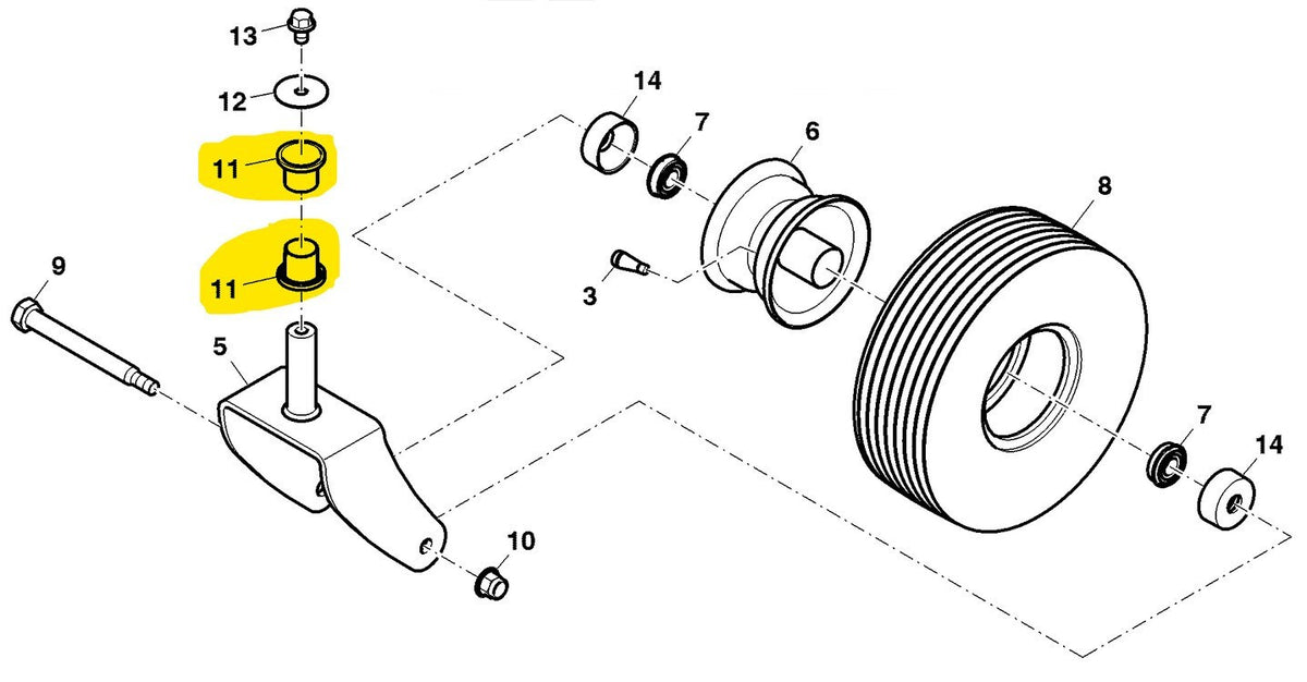 M167267 Yoke Bushing Set of 4 fits John Deere Ztrak Z235 Z255 Z335E Z355E Mower