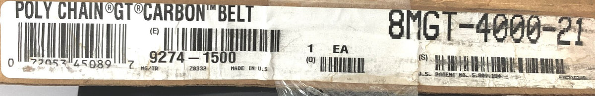 Gates 8MGT-4000-21 Poly Chain GT Carbon Timing Belt 8mm 4000mm 21mm 500 Teeth