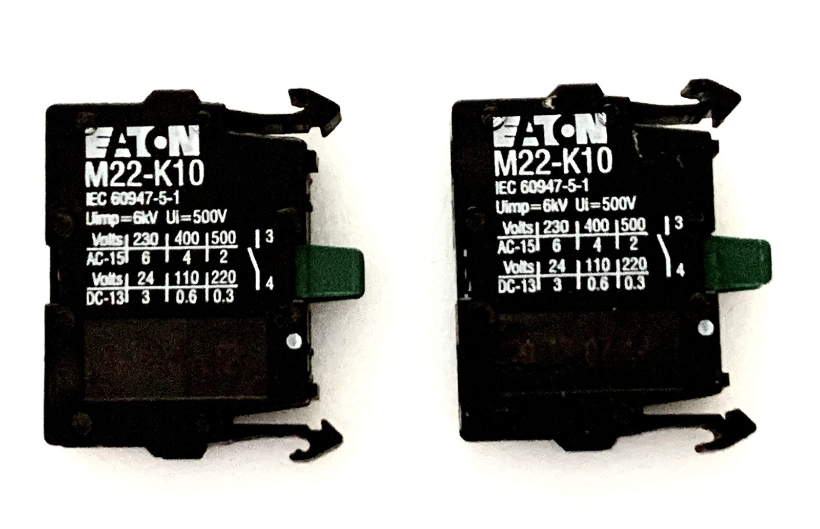 2 PCS M22-K10 For EATON MOELLER Auxiliary Contact Block Switch M22K10 NEW IN BAG