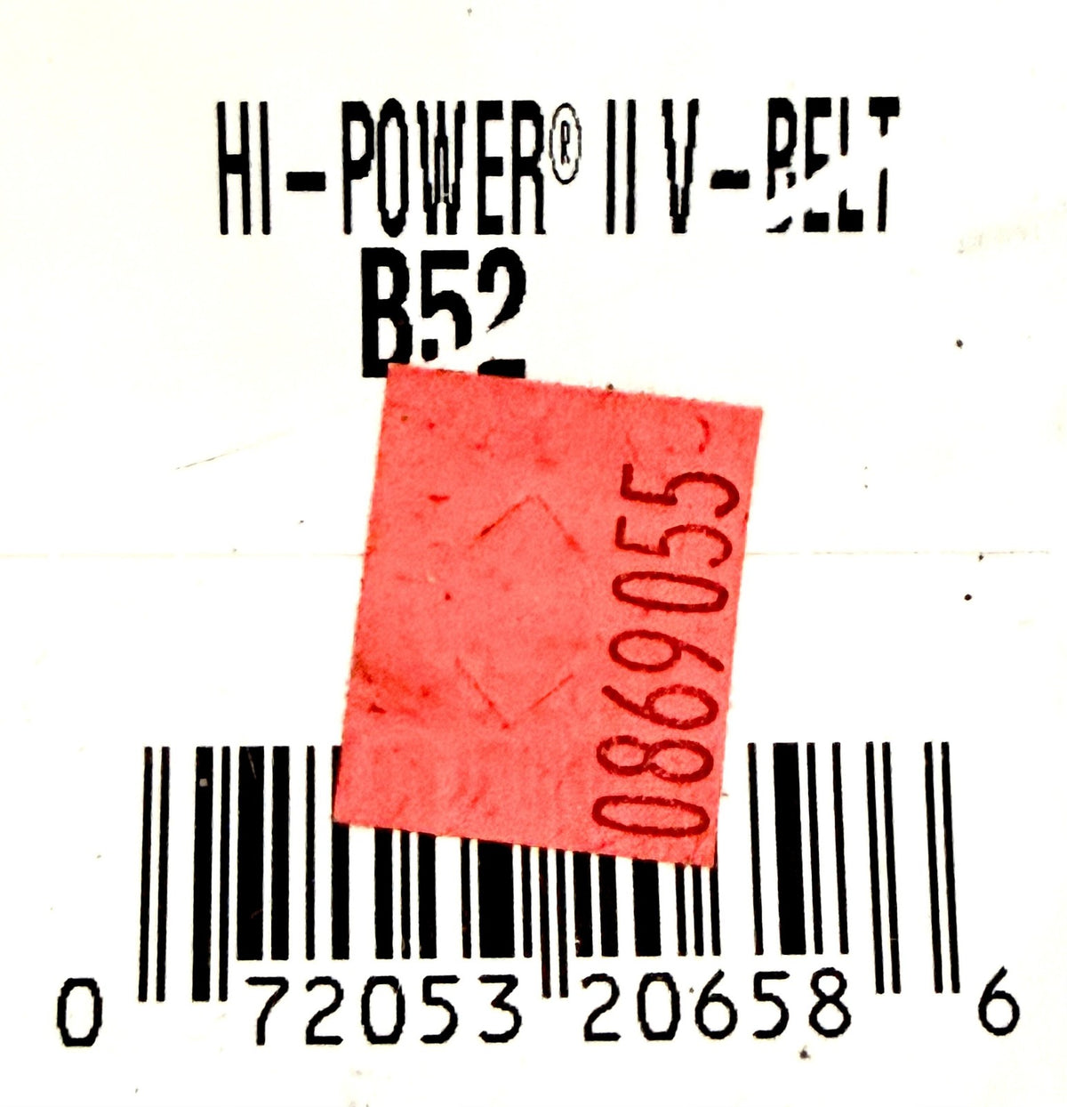Gates B52 Hi-Power II V-Belt 21/32 x 55 in B Section Wrapped Industrial Belt New